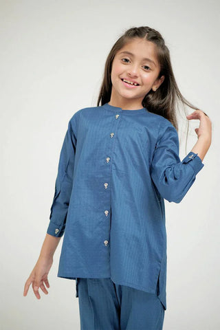 Picture of KAC-02643 | Blue | Casual 2 Piece Suit | Cotton Plain Cambric - by Raja Sahib Kids