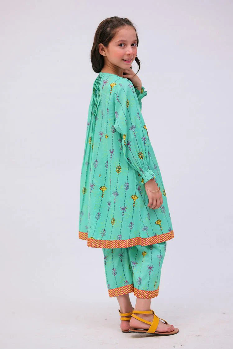 Picture of Senorita - KAC-02722 - Sea Green & Multicolor - Casual 2 Piece Suit - Cotton Lawn Printed - Available at Raja Sahib