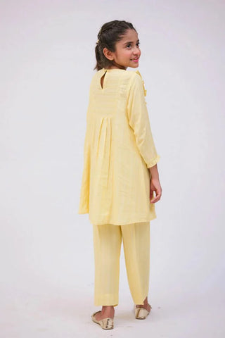 Picture of KAC-02781 | Light Yellow | Casual 2 Piece Suit | Viscose Fabric Jacquard - by Raja Sahib Kids