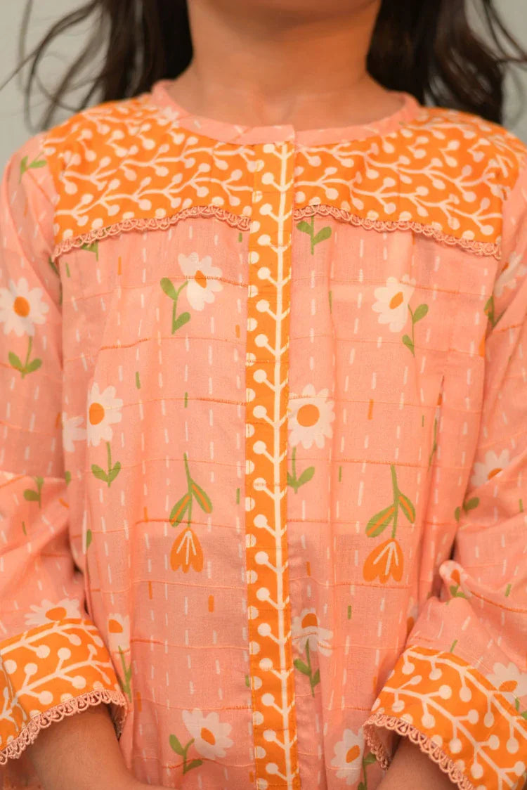 Picture of KAC-02806 | Peach & Multicolor | Casual 2 Piece Suit | Cotton Dobby Self - Available at Raja Sahib