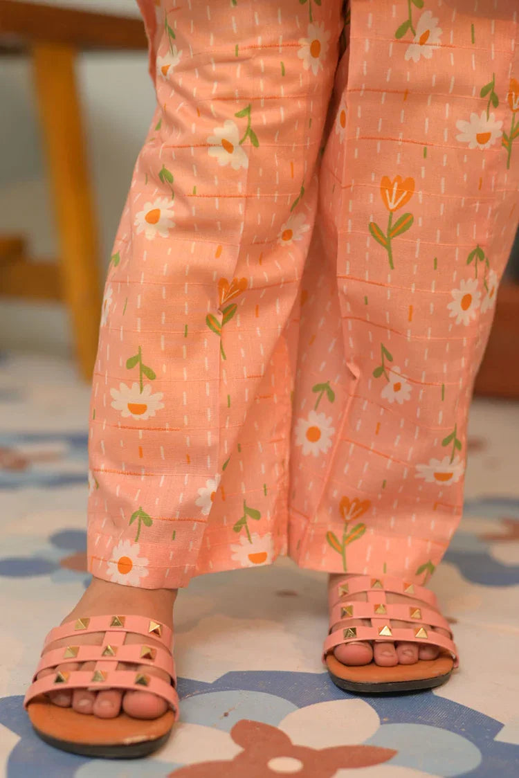 Picture of KAC-02806 | Peach & Multicolor | Casual 2 Piece Suit | Cotton Dobby Self - Available at Raja Sahib