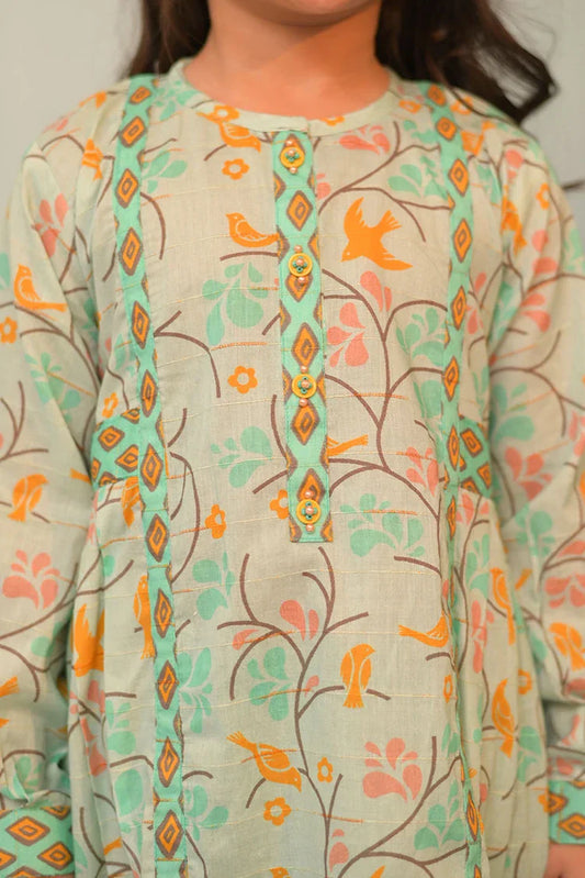 Picture of KAC-02817 | Sea Green & Muliticolor | Casual 2 Piece Suit | Cotton Dobby Print - Available at Raja Sahib