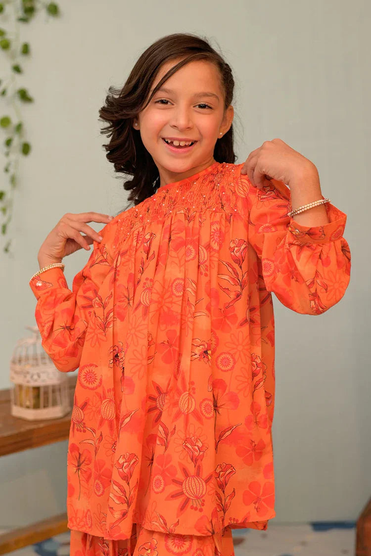 Picture of <!--aoy-->KAC-02959 | Orange & Multicolor | Casual 2 Piece Suit | Polyester Swiss Lawn - Available at Raja Sahib