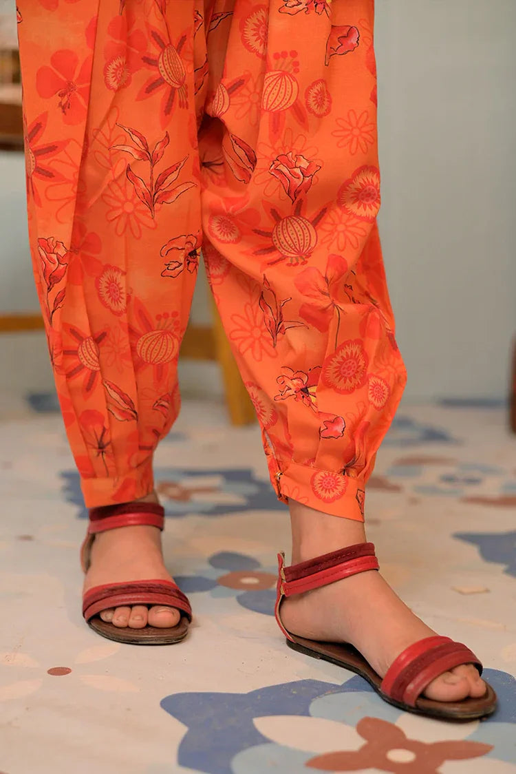 Picture of <!--aoy-->KAC-02959 | Orange & Multicolor | Casual 2 Piece Suit | Polyester Swiss Lawn - Available at Raja Sahib