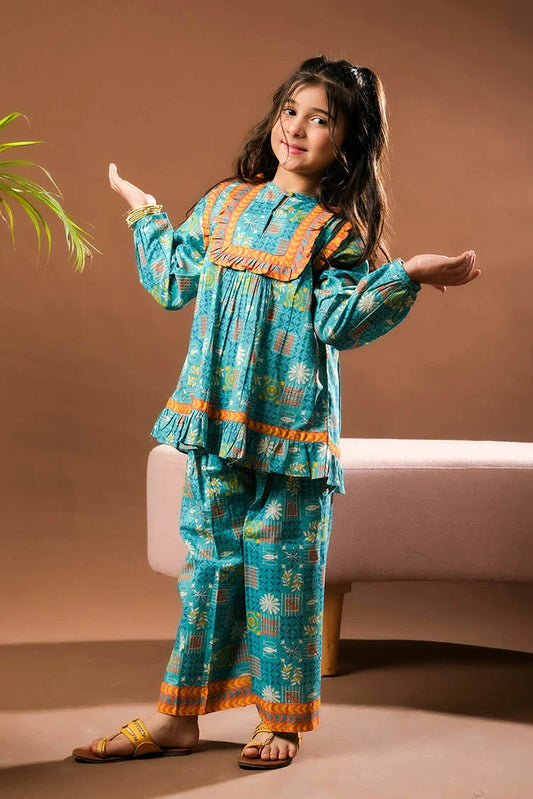 KAC-03337 | Sea Green & Multicolor | Casual 2 Piece Suit | Cotton Lawn Printed