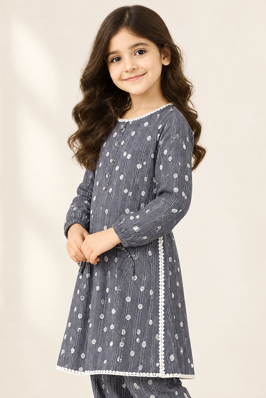Senorita - Grey & White - Casual 2 Piece Suit - KAC-03576