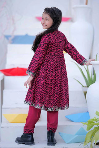 KAD-02471 | Shocking Pink & Black | Casual 3 Piece Suit | Khaddar Printed