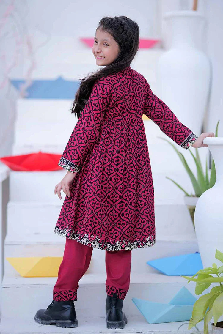 Picture of KAD-02471 | Shocking Pink & Black | Casual 3 Piece Suit | Khaddar Printed - Available at Raja Sahib