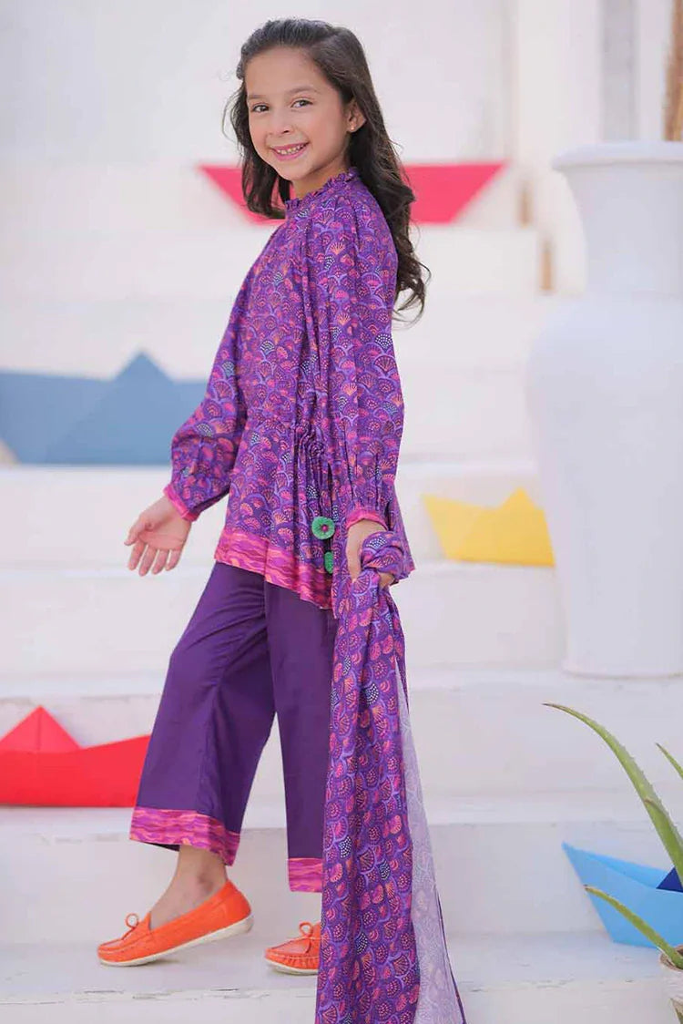 Picture of KAD-02479 | Purple & Multicolor | Casual 3 Piece Suit | Marina Fabric Printed - Available at Raja Sahib