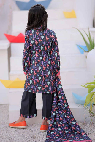 KAD-02480 | Black & Multicolor | Casual 3 Piece Suit | Marina Fabric Printed