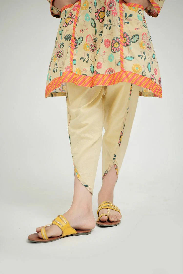 Picture of Senorita - KAD-02575 - Fawn & Multicolor - Casual 3 Piece Suit - Cotton Lawn Printed - Available at Raja Sahib