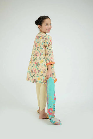 Picture of KAD-02575 | Fawn & Multicolor | Casual 3 Piece Suit | Cotton Lawn Printed - by Raja Sahib Kids