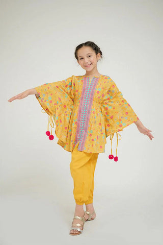 Picture of KAD-02578 | Yellow & Multicolor | Casual 3 Piece Suit | Cotton Lawn Printed - by Raja Sahib Kids