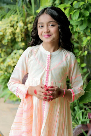 Picture of KAD-02581 | Beige & Neon | Casual Plus 3 Piece Suit | Cotton Jaccard Neon Shade - by Raja Sahib Kids