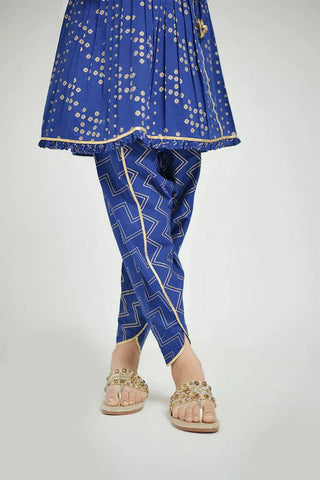 Picture of Senorita - KAD-02630 - Blue & Gold - Casual 3 Piece Suit - Cotton Plain Cambric - Available at Raja Sahib