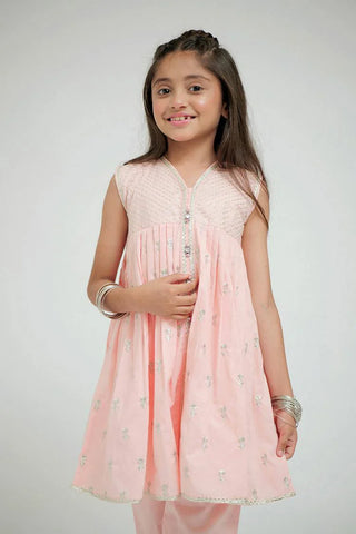 Picture of KAD-02636 | Pink & Silver | Casual 3 Piece Suit | Cotton Plain Cambric - by Raja Sahib Kids