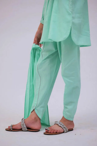 Picture of KAD-02733 | Sea Green | Casual 3 Piece Suit | Cotton Self Dobby - by Raja Sahib Kids