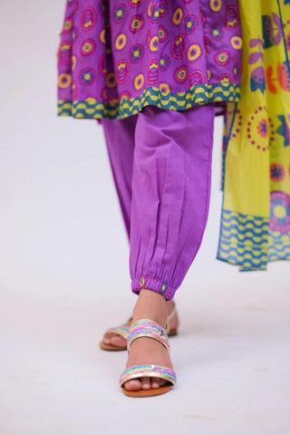 Picture of KAD-02746 | Purple & Multicolor | Casual 3 Piece Suit | Cotton Lawn Printed - by Raja Sahib Kids