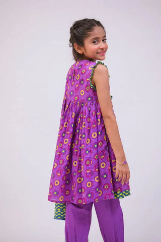 Picture of KAD-02746 | Purple & Multicolor | Casual 3 Piece Suit | Cotton Lawn Printed - by Raja Sahib Kids