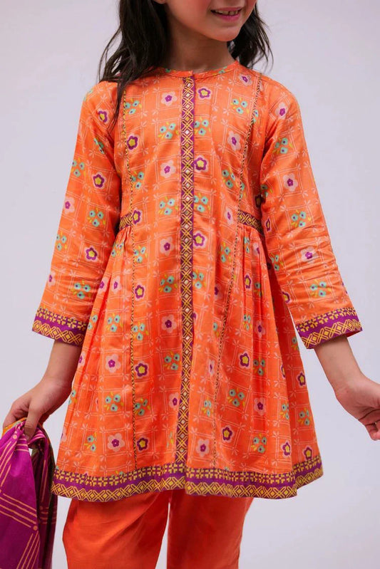 Picture of <!--bfu-->Senorita - KAD-02747 - Orange & Multicolor - Casual 3 Piece Suit - Cotton Lawn Printed - Available at Raja Sahib