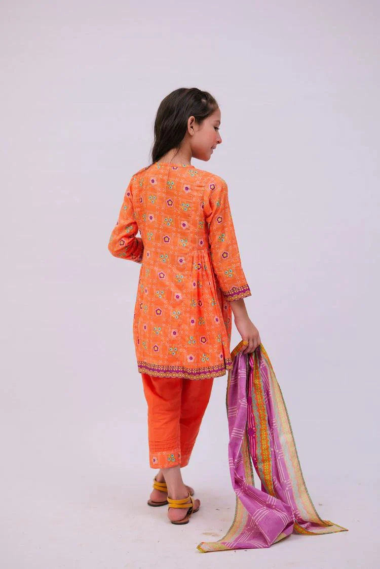 Picture of <!--bfu-->Senorita - KAD-02747 - Orange & Multicolor - Casual 3 Piece Suit - Cotton Lawn Printed - Available at Raja Sahib