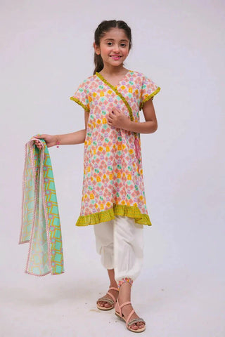 Picture of KAD-02783 | Cream & Multicolor | Casual 3 Piece Suit | Cotton Lawn Printed - by Raja Sahib Kids