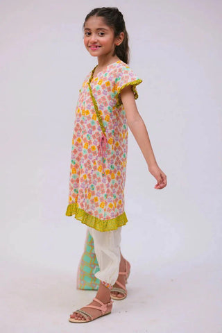 Picture of KAD-02783 | Cream & Multicolor | Casual 3 Piece Suit | Cotton Lawn Printed - by Raja Sahib Kids