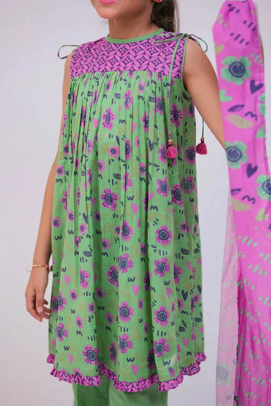 Senorita - KAD-02784 - Green & Multicolor - Casual 3 Piece Suit - Cotton Lawn Printed