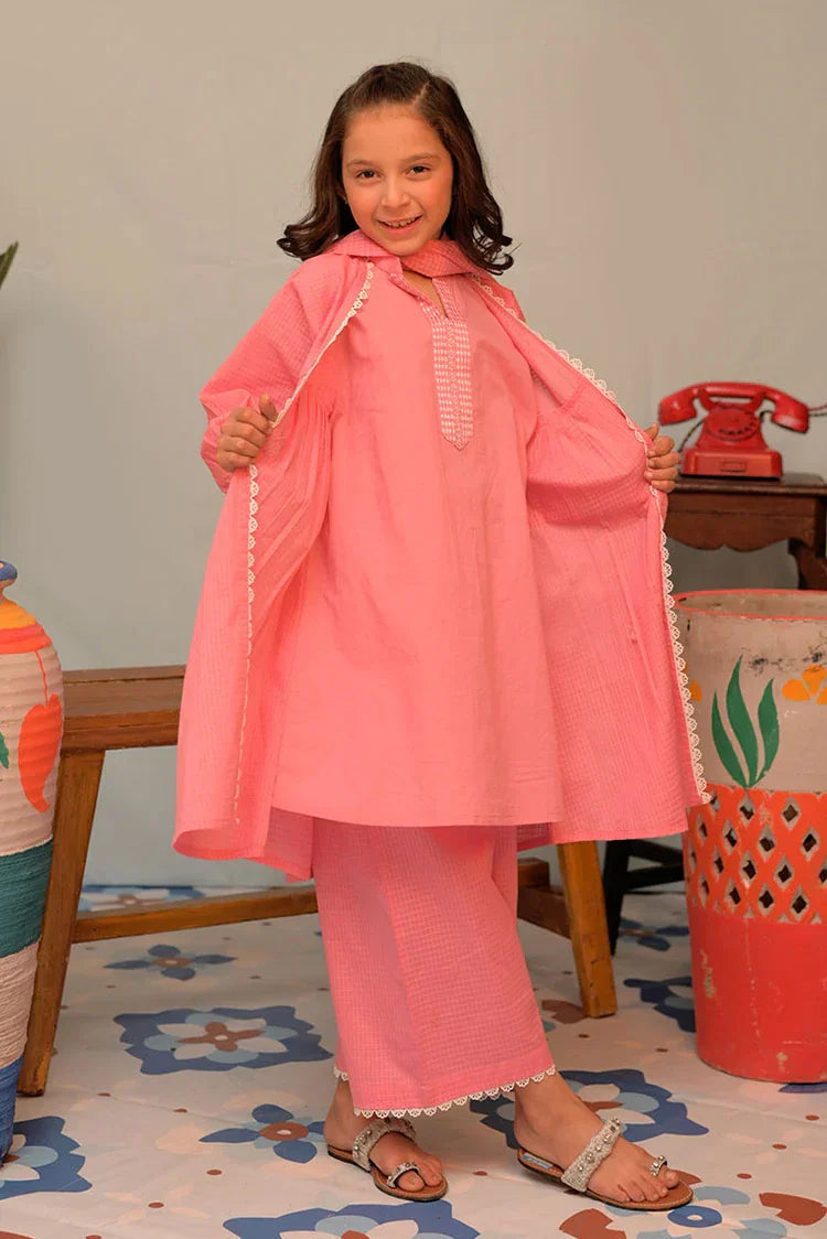 Picture of <!--axc-->KAD-02880| Pink | Casual 3 Piece Suit | Cotton Self Dobby - Available at Raja Sahib