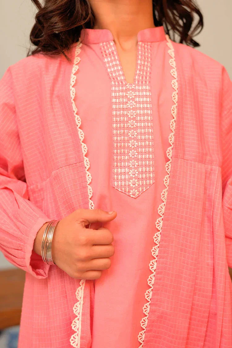 Picture of <!--axc-->KAD-02880| Pink | Casual 3 Piece Suit | Cotton Self Dobby - Available at Raja Sahib
