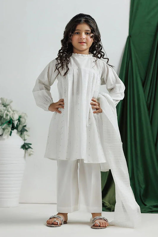 KAD-03112 | White & Silver | Casual 3 Piece Suit | Cotton Plain