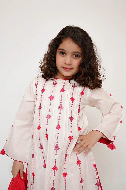 Senorita - Kids Casual Dress - Casual 3 Piece Suit - Cotton Plain Embroidery - KAD-03425