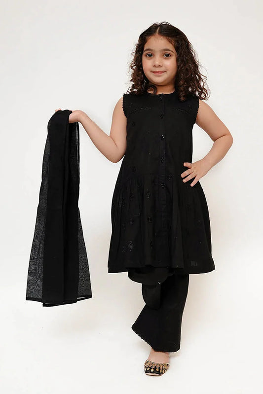 Senorita - Kids Casual Dress - Black - Casual 3 Piece Suit - KAD-03427