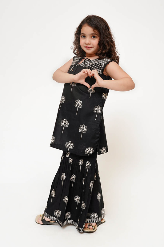 Senorita - Kids Casual Dress - Black & Fawn - Casual 3 Piece Suit - KAD-03495