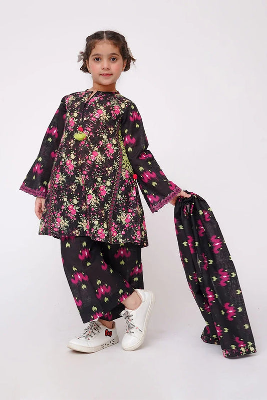 Senorita - Black & Multicolor - Casual 3 Piece Suit - KAD-03629