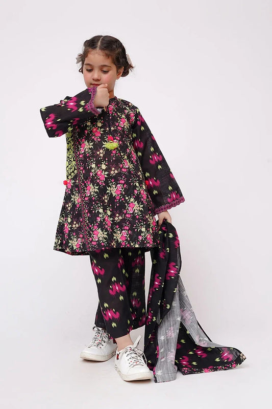 Senorita - Black & Multicolor - Casual 3 Piece Suit - KAD-03629