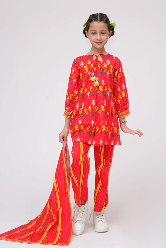 Senorita - Red & Multicolor - Casual 3 Piece Suit - KAD-03630
