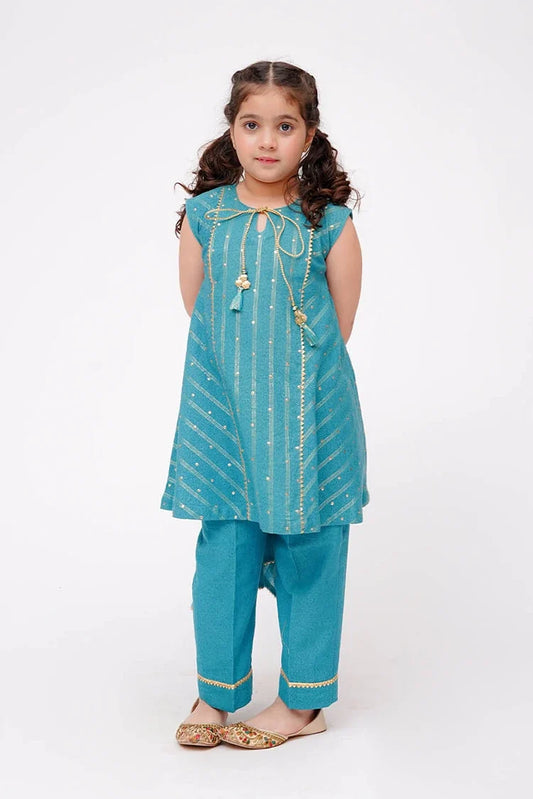 Senorita - Turquoise Green & Gold - Casual 3 Piece Suit - KAD-03660