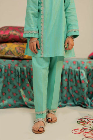 Picture of KBC-02618 | Sea Green & Multicolor | Casual 3 Piece Suit | Cotton Dobby Jacquard - by Raja Sahib Kids