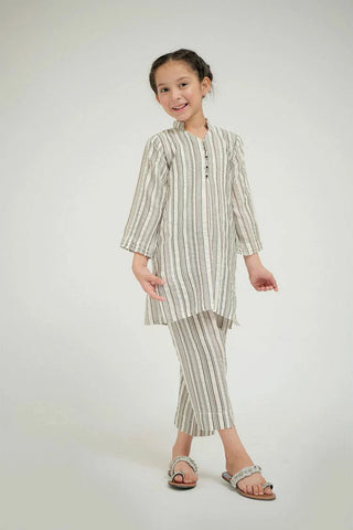 Picture of KBC-02670 | White & Black | Casual 2 Piece Suit | Cotton Jacquard - by Raja Sahib Kids