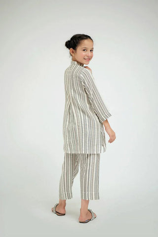 Picture of KBC-02670 | White & Black | Casual 2 Piece Suit | Cotton Jacquard - by Raja Sahib Kids