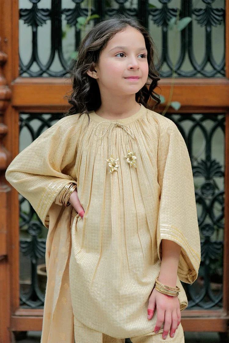 Picture of Senorita - KBD-02622 - Fawn & Gold  - Casual Plus 3 Piece Suit - Cotton Dobby Jacquard - Available at Raja Sahib