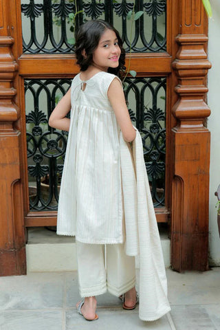 Picture of KBD-02628 | Off White & Multicolor | Casual Plus 3 Piece Suit | Cotton Dobby Jacquard - by Raja Sahib Kids