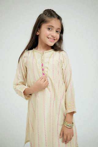 Picture of KBD-02644 | Fawn & Shocking Pink | Casual Plus 3 Piece Suit | Cotton Dobby Jacquard - by Raja Sahib Kids