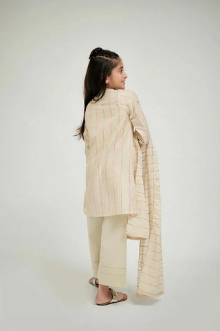 Picture of KBD-02644 | Fawn & Shocking Pink | Casual Plus 3 Piece Suit | Cotton Dobby Jacquard - by Raja Sahib Kids