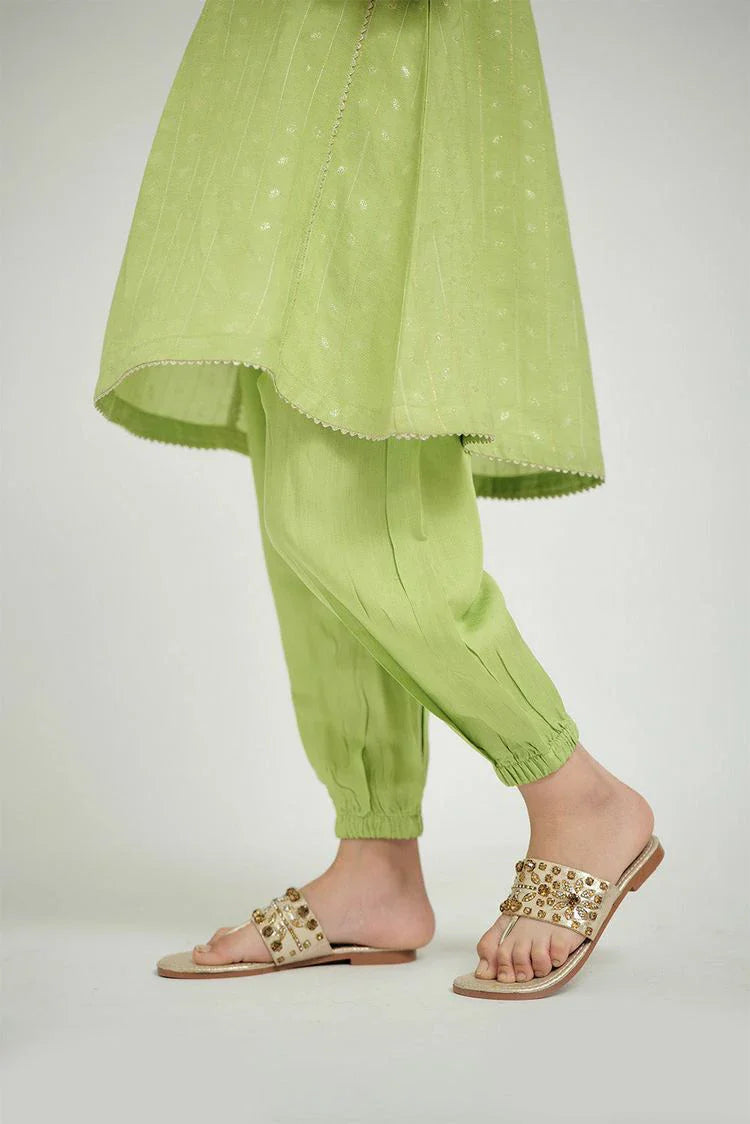 Picture of Senorita - KBD-02668 - Perrot Green & Gold - Casual Plus 3 Piece Suit - Viscose Jacquard Flament - Available at Raja Sahib