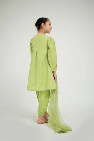 Picture of Senorita - KBD-02668 - Perrot Green & Gold - Casual Plus 3 Piece Suit - Viscose Jacquard Flament - Available at Raja Sahib