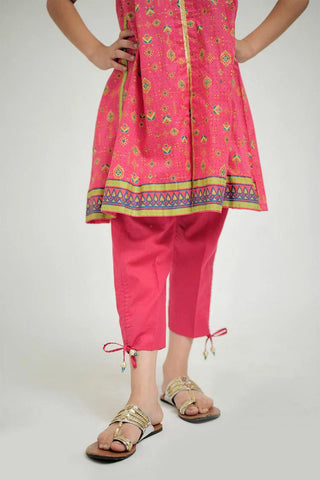 Picture of KBD-02672 | Shocking Pink & Gold | Casual Plus 3 Piece Suit | Cotton Gold Print Lawn - by Raja Sahib Kids