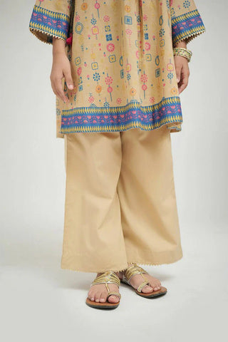 Picture of KBD-02673 | Fawn Gold | Casual Plus 3 Piece Suit | Cotton Gold Print Lawn - by Raja Sahib Kids