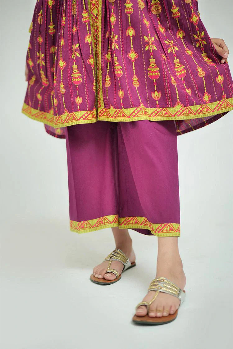 Picture of Senorita - KBD-02674 - Magenta & Gold - Casual Plus 3 Piece Suit - Cotton Gold Print Lawn - Available at Raja Sahib